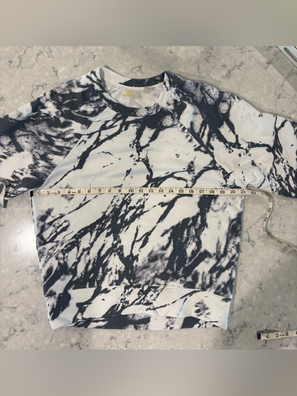 Zella Women’s Small -White and Charcoal Marble Crewneck Sweatshirt - Picture 9 of 12
